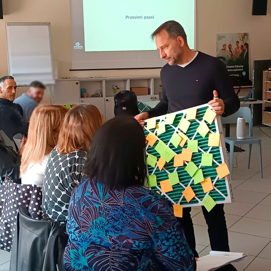 Activity of the Italian team during a workshop about communication during CamfilCairing Week 2026
