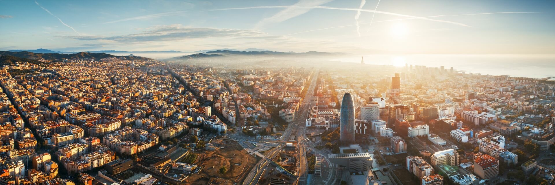 Barcelona skyline aerial view