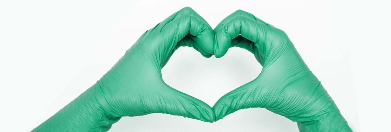 Hand heart banner