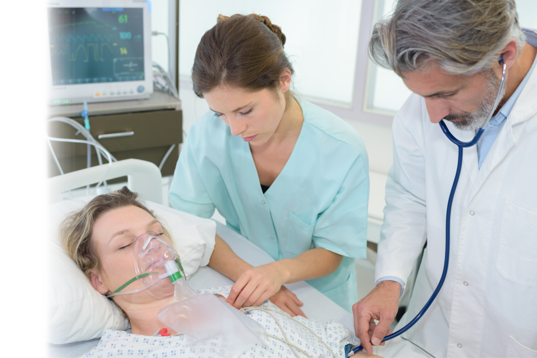 Nurse and Doctor with Patient Bedside, Healthcare, Medical